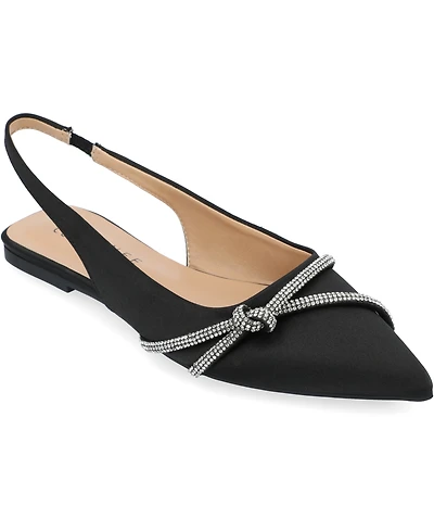 Journee Collection Women's Rebbel Rhinestone Knot Slingback Flats