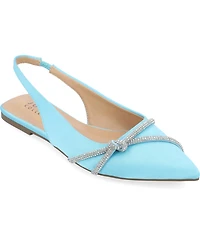 Journee Collection Women's Rebbel Rhinestone Knot Slingback Flats