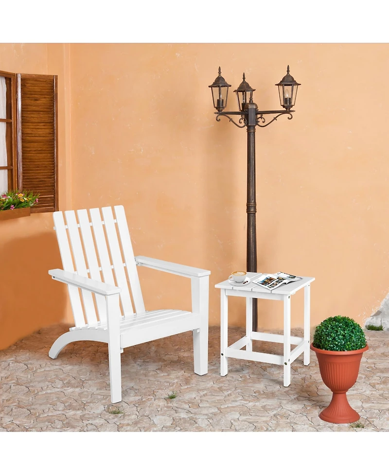 Costway 2PCS Patio Adirondack Chair Side Table Set Solid Wood Garden Deck