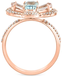 Lali Jewels Morganite (1-1/3 ct. t.w.), Aquamarine (1-1/4 ct. t.w.), & Diamond (1/3 ct. t.w.) Flower Ring in 14k Rose Gold