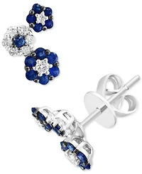 Lali Jewels Sapphire (1/2 ct. t.w.) & Diamond (1/5 Flower Cluster Stud Earrings 14k White Gold (Also Available Ruby)