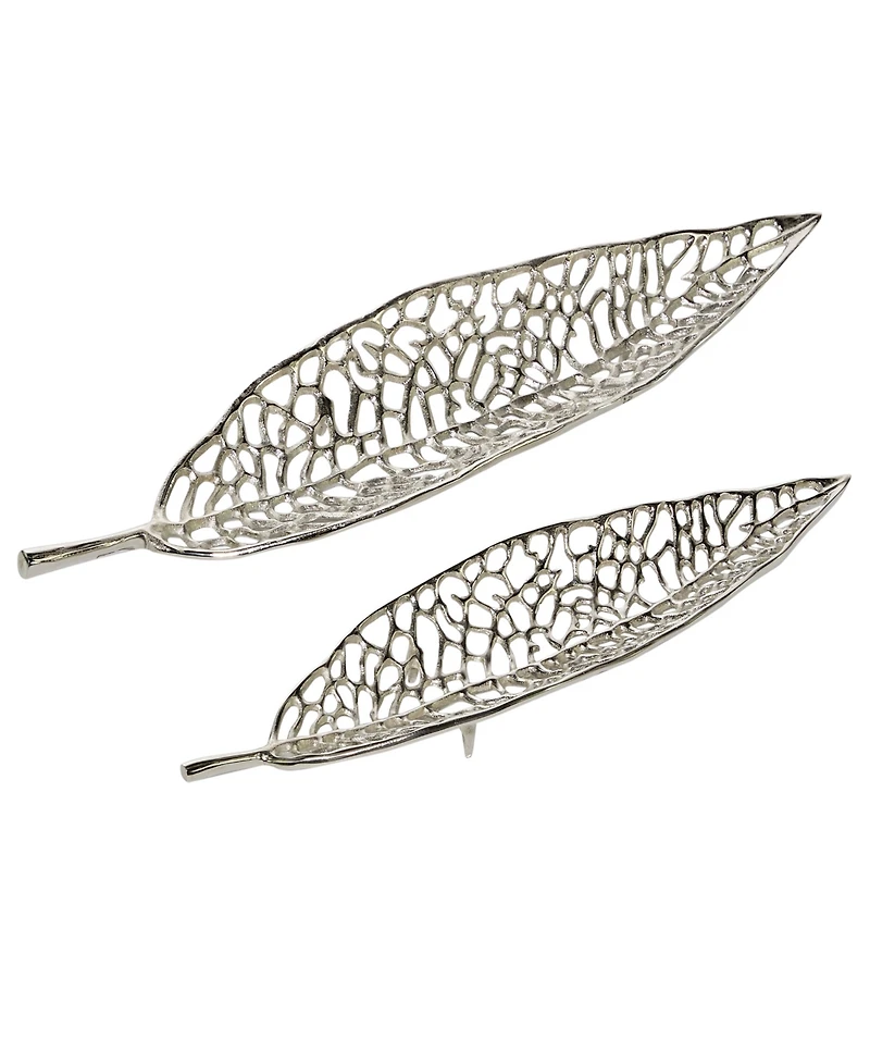 Rosemary Lane Metal Leaf Tray, Set of 2, 31", 24" W