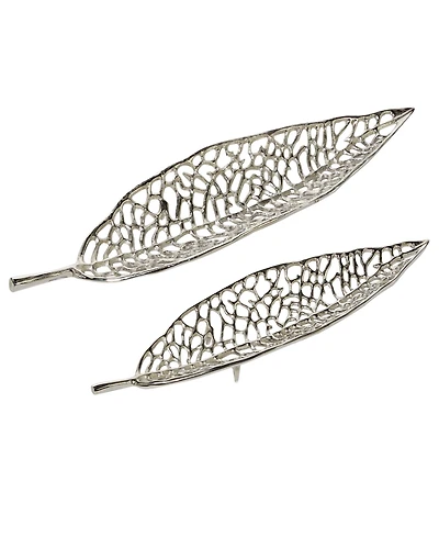 Rosemary Lane Metal Leaf Tray, Set of 2, 31", 24" W