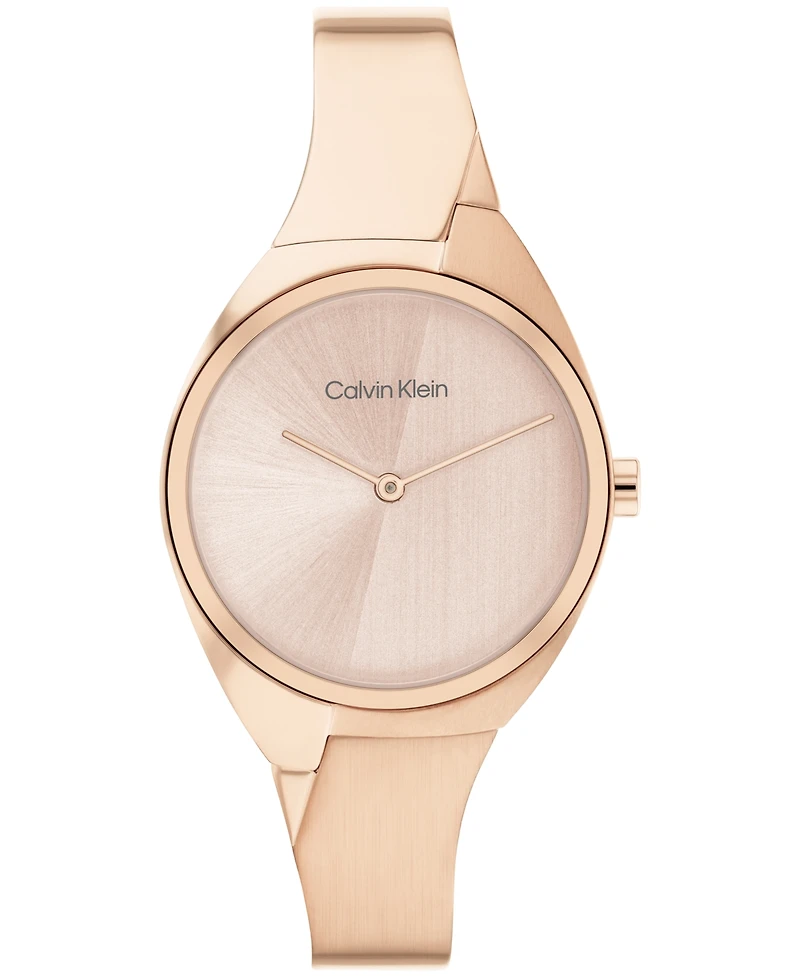 Calvin Klein Women's 2-Hand Carnation Gold-Tone Stainless Steel Bangle Bracelet Watch 30mm