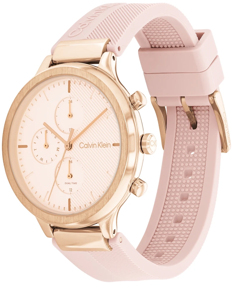 Calvin Klein Women's Multifunction Pink Silicone Strap Watch 38mm