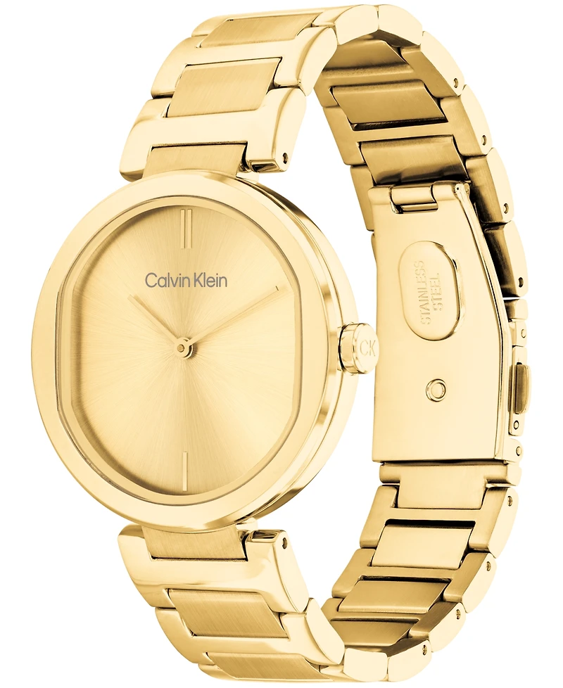 Calvin Klein Women's 2-Hand Gold-Tone Stainless Steel Bracelet Watch 36mm