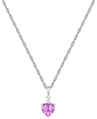 Lab-Grown Pink Sapphire (2-1/3 ct. t.w.) & Lab-Grown White Sapphire (1/10 ct. t.w.) Heart 18" Pendant Necklace in Sterling Silver
