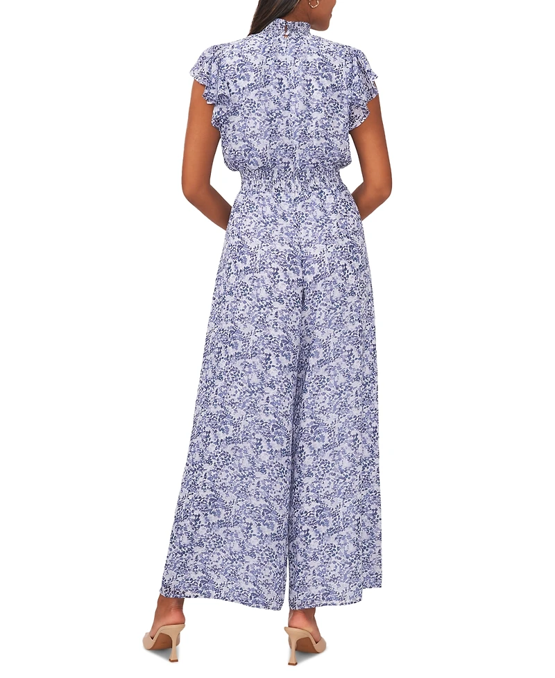 Msk Women's Flutter-Sleeve Smocked-Waist Jumpsuit