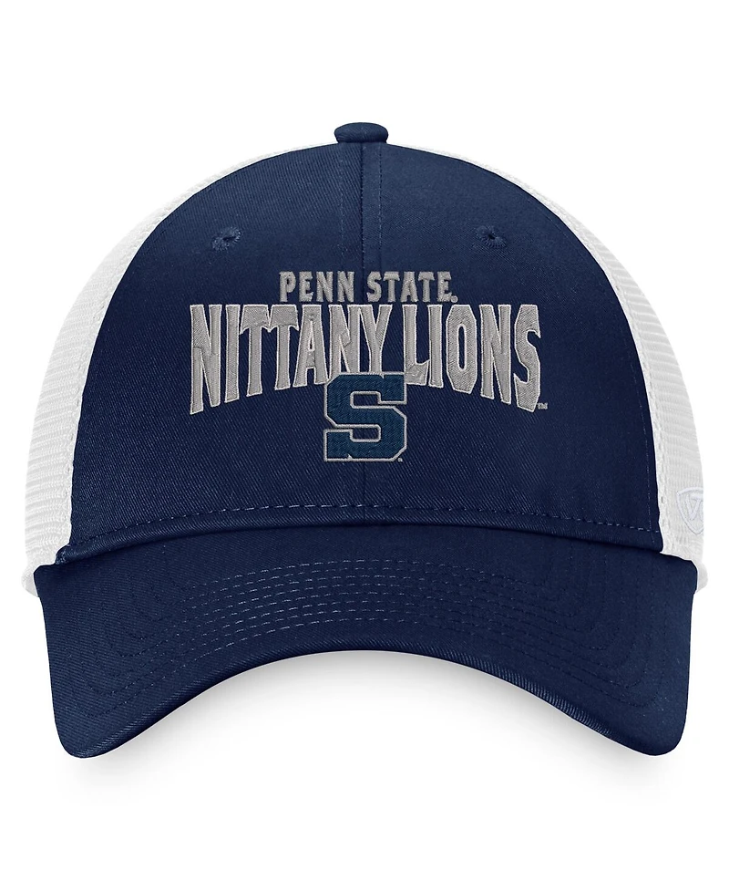 Men's Top of the World Navy, White Penn State Nittany Lions Breakout Trucker Snapback Hat