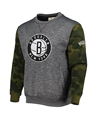 Men's Fanatics Heather Charcoal Brooklyn Nets Camo Stitched Sweatshirt