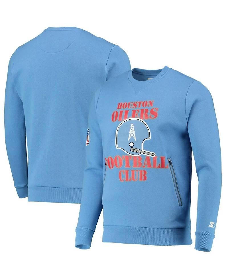Men's Starter Light Blue Houston Oilers Locker Room Throwback End Zone Pullover Sweatshirt