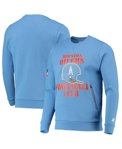 Men's Starter Light Blue Houston Oilers Locker Room Throwback End Zone Pullover Sweatshirt