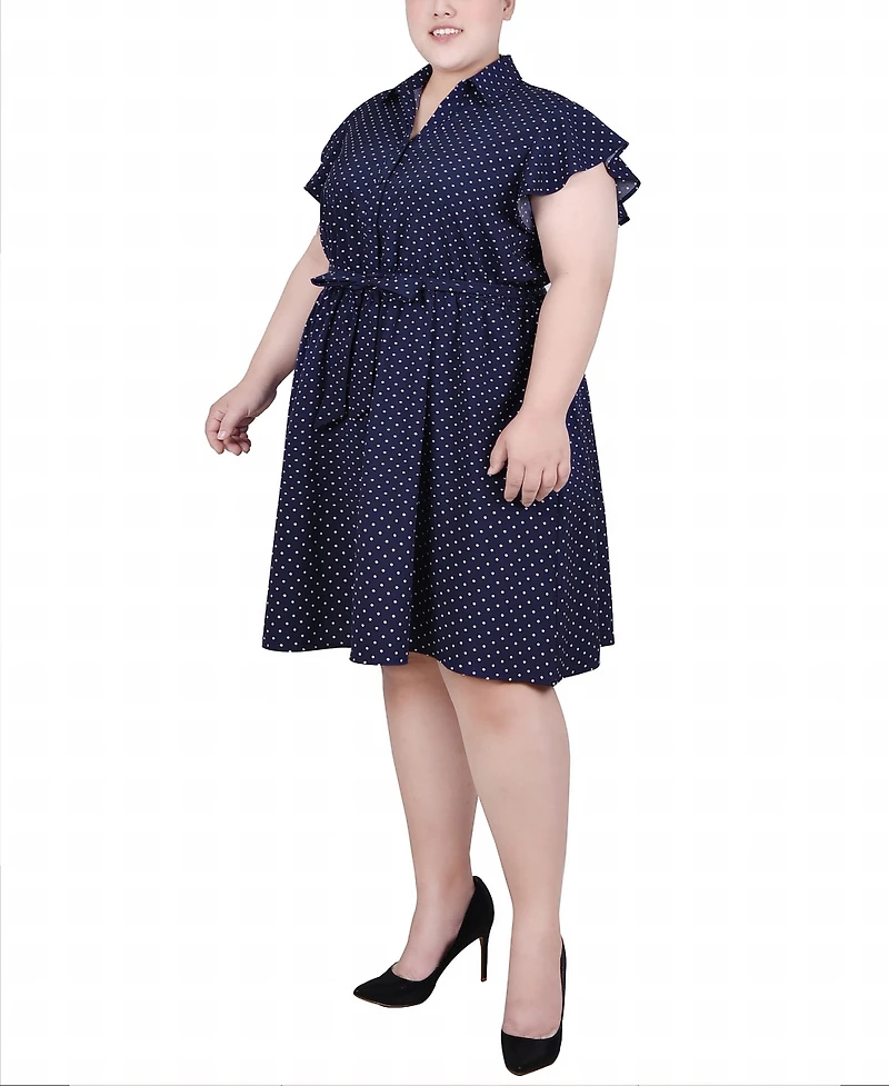 Ny Collection Plus Flutter Sleeve Belted Dress