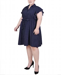 Ny Collection Plus Flutter Sleeve Belted Dress