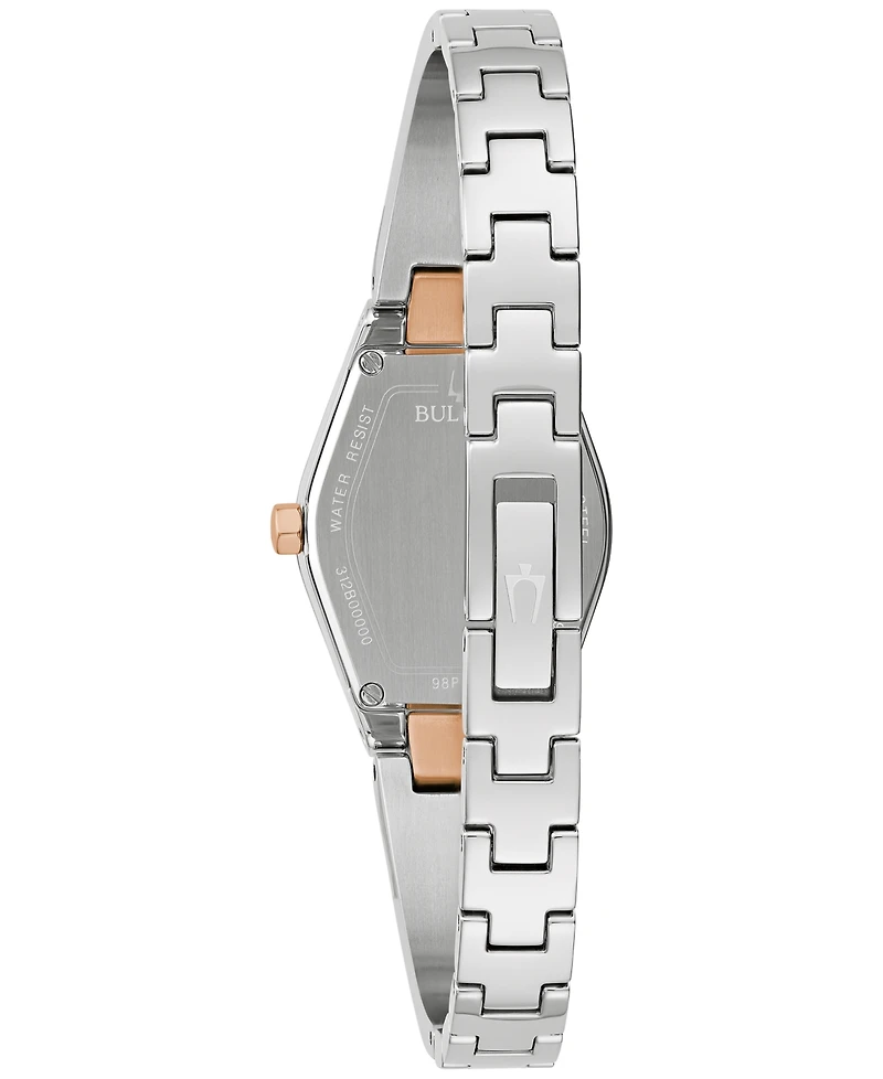 Bulova Women's Modern Gemini Diamond Accent Stainless Steel Bangle Bracelet Watch 23mm