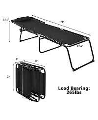 Costway Folding Beach Lounge Chair Heightening Design Patio Lounger