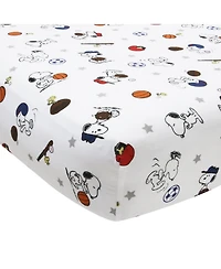 Bedtime Originals Snoopy Sports Gray/Blue/Yellow/Red 3-Piece Nursery Baby Crib Bedding Set