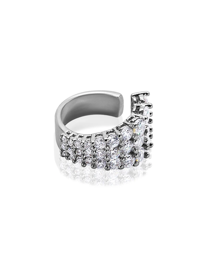 Oma The Label Amo Tripple Row Ear Cuff in White Gold- Plated Brass