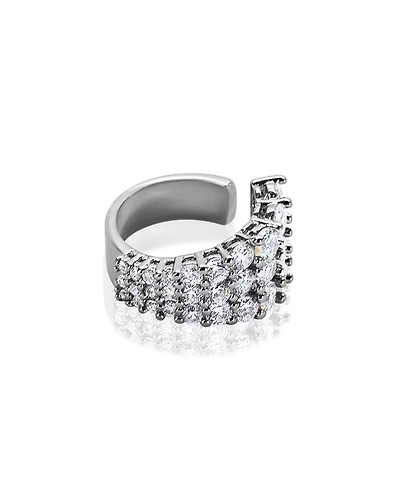 Oma The Label Amo Tripple Row Ear Cuff in White Gold- Plated Brass