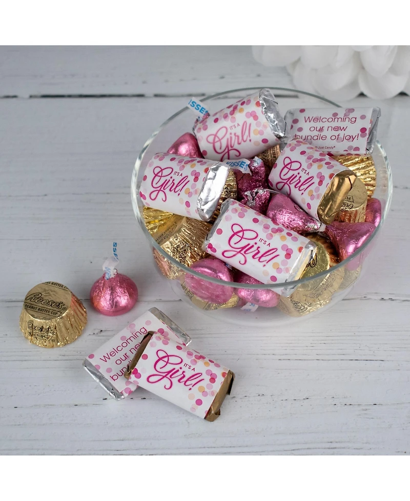 Just Candy It's a Girl Baby Shower Candy Party Favor Hershey's Chocolate Mix, 128 Pieces