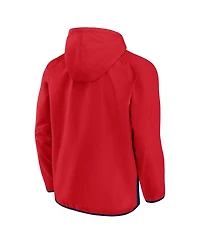 Men's Fanatics Red, Navy Washington Capitals Backhand Shooter Defender Anorak Raglan Hoodie Quarter-Zip Jacket