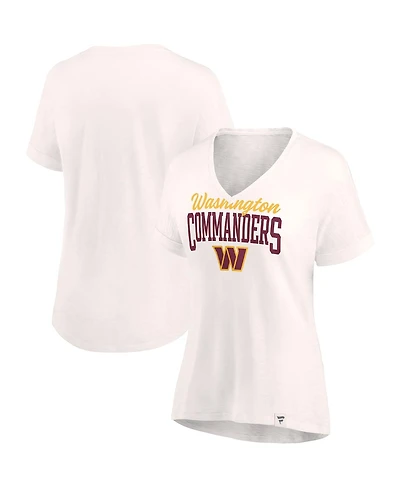 Women's Fanatics Oatmeal Washington Commanders Motivating Force V-Neck T-shirt