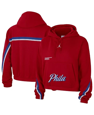 Women's Jordan Red Philadelphia 76ers Courtside Statement Edition Pullover Hoodie