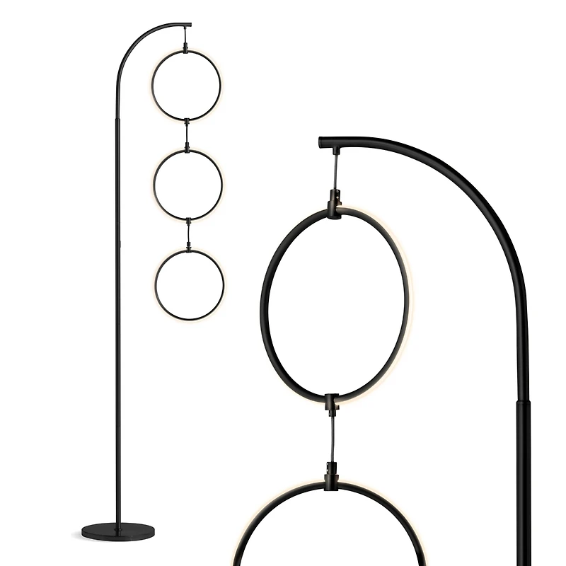 Nova Modern Hoops Led Floor Lamp with Color Changing Function (74")