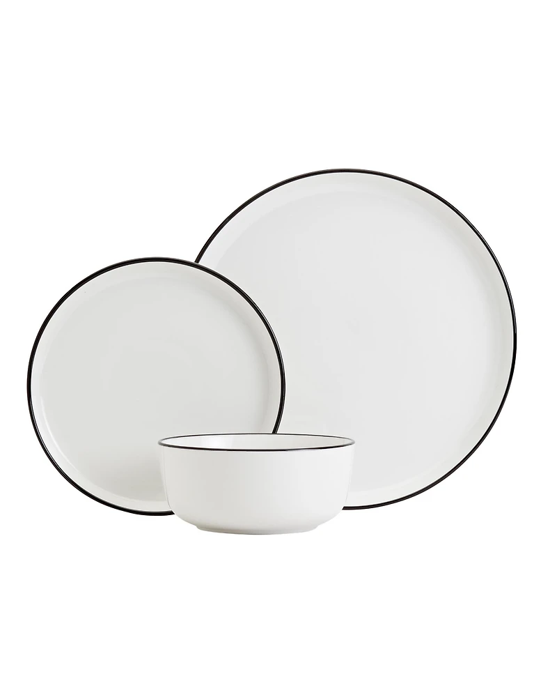 Tabletops Unlimited 12 Pc. Black Rim Dinnerware Set, Service for 4