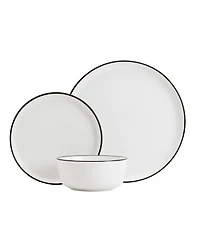 Tabletops Unlimited 12 Pc. Black Rim Dinnerware Set, Service for 4