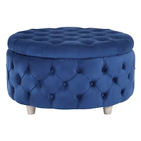 WestinTrends Round Velvet Tufted Storage Ottoman for Living Room Bedroom