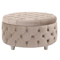 WestinTrends Round Velvet Tufted Storage Ottoman for Living Room Bedroom