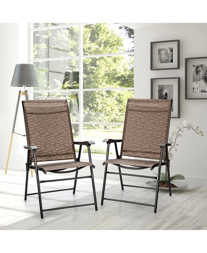 Costway 2PCS Outdoor Patio Folding Chair Camping Portable Lawn Garden