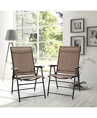 Costway 2PCS Outdoor Patio Folding Chair Camping Portable Lawn Garden