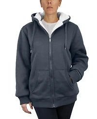 Galaxy By Harvic Women's Loose Fit Sherpa Lined Fleece Zip-Up Hoodie Sweatshirt