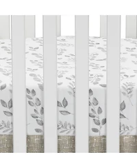 Lambs & Ivy Painted Forest White/Gray Watercolor Leaf Print Baby Fitted Crib Sheet