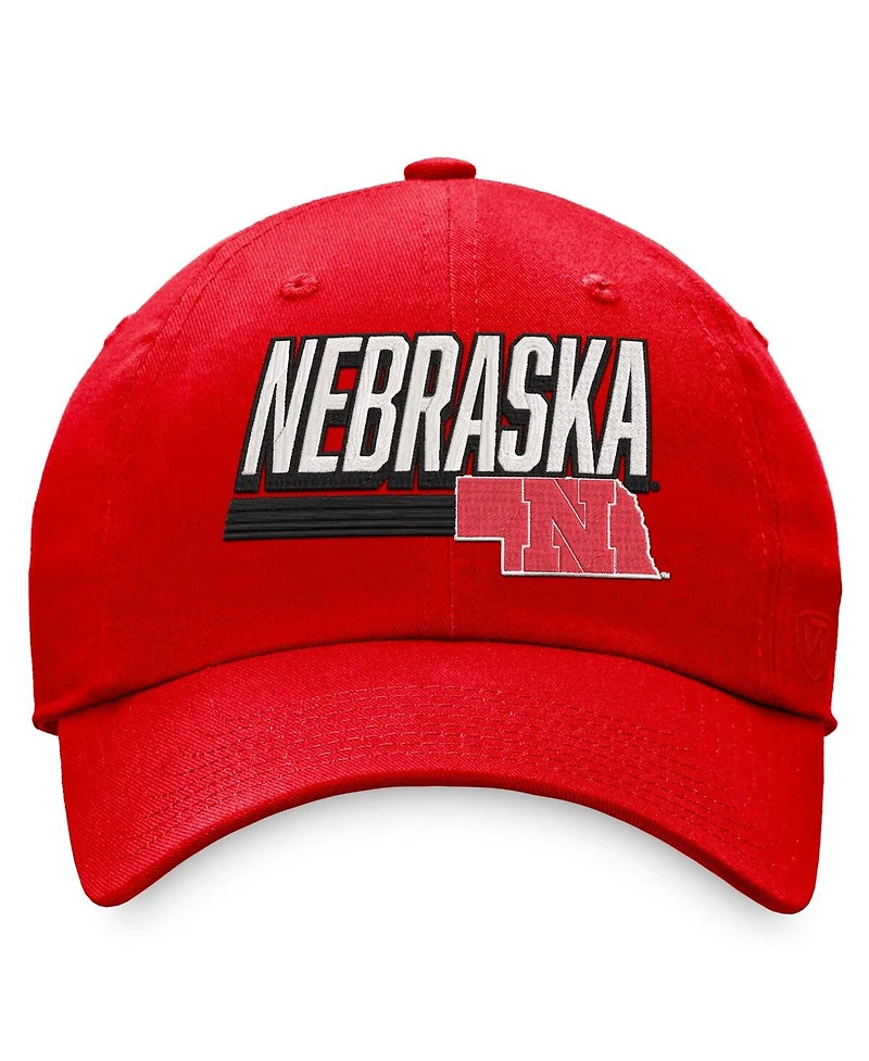 Men's Top of the World Red Nebraska Huskers Slice Adjustable Hat