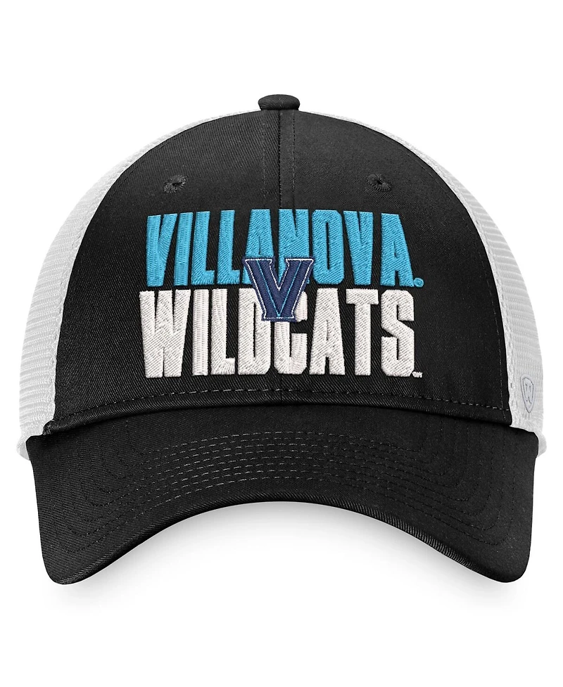 Men's Top of the World Black, White Villanova Wildcats Stockpile Trucker Snapback Hat