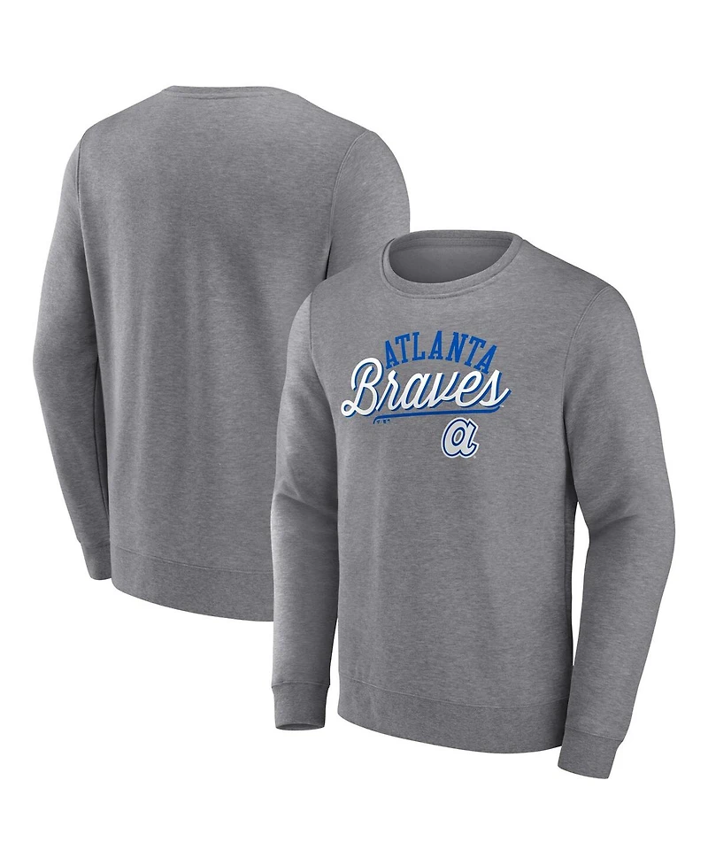 Men's Heather Gray Fanatics Atlanta Braves Simplicity Pullover Sweatshirt