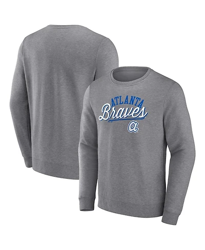 Men's Fanatics Heather Gray Atlanta Braves Simplicity Pullover Sweatshirt