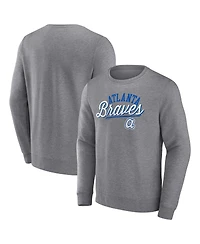 Men's Heather Gray Fanatics Atlanta Braves Simplicity Pullover Sweatshirt