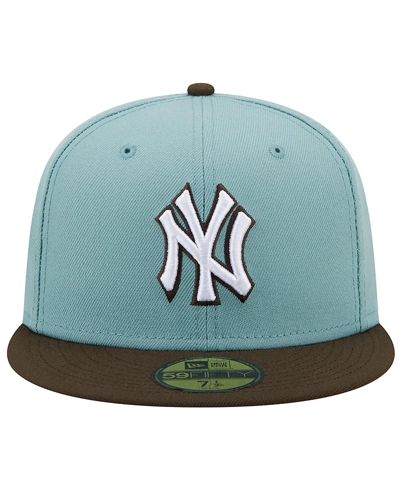 Men's New Era Light Blue and Brown New York Yankees 1999 World Series Beach Kiss 59FIFTY Fitted Hat