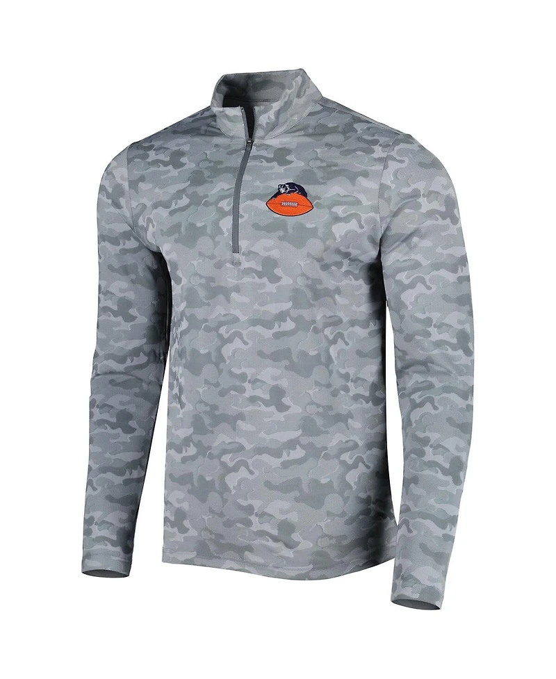 Men's Antigua Gray Chicago Bears Brigade Throwback Quarter-Zip Top