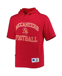 Men's Mitchell & Ness Scarlet Tampa Bay Buccaneers Washed Short Sleeve Pullover Hoodie