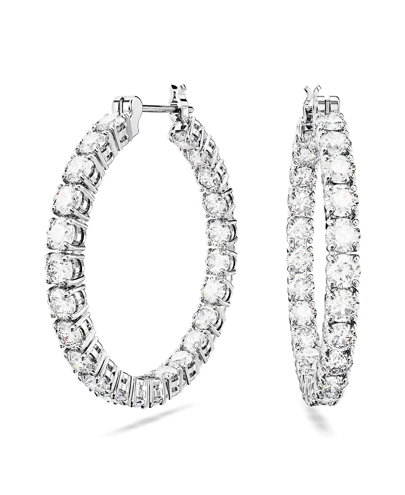 Swarovski Crystal Round Cut Matrix Hoop Earrings