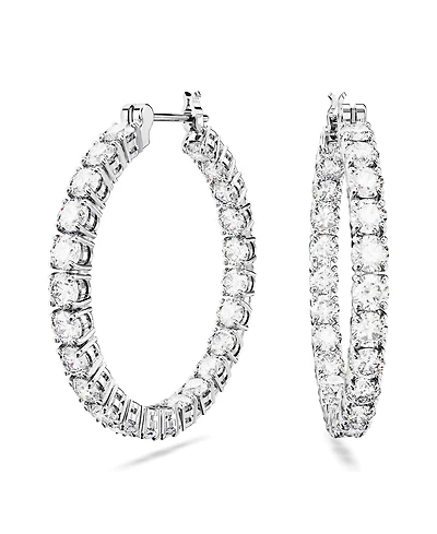 Swarovski Crystal Round Cut Matrix Hoop Earrings