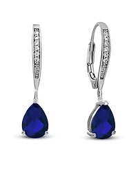 Sterling Silver Cubic Zirconia Teardrop Leaver back Earrings