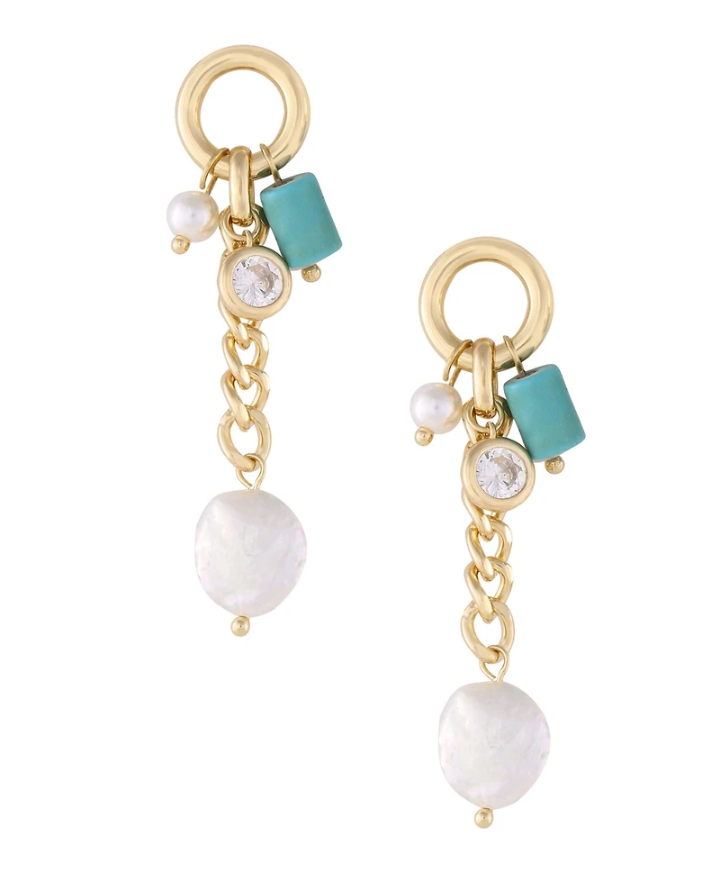 Ettika Imitation Pearl Turquoise Dangle Earrings