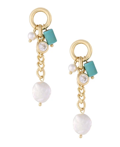 Ettika Imitation Pearl Turquoise Dangle Earrings