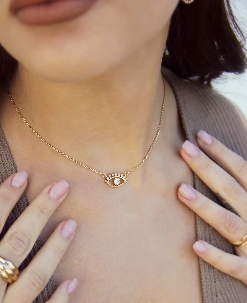 Ettika All Knowing Eye Faux Cubic Zirconia Necklace